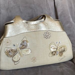 Coach Gold and  straw tote